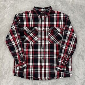 Five Brother Shirt Jacket Mens L Red Black Heavy Flannel Shacket Brawny Heirloom